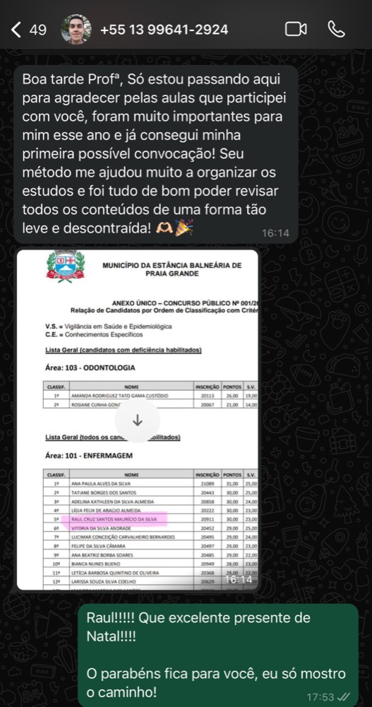 Depoimento de aluna do Cuidando da Carreira