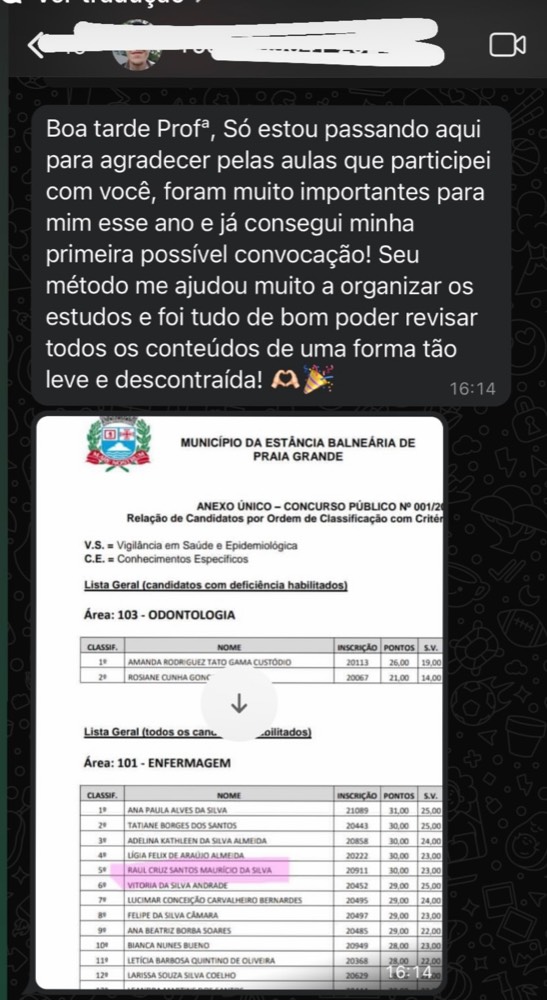 Depoimento de aluna do Cuidando da Carreira