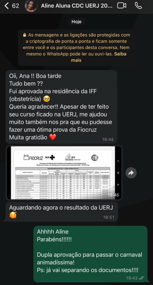 Depoimento de aluna do Cuidando da Carreira