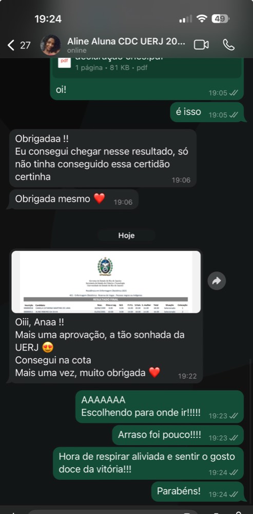 Depoimento de aluna do Cuidando da Carreira
