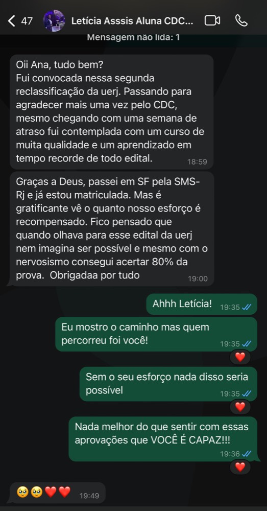 Depoimento de aluna do Cuidando da Carreira